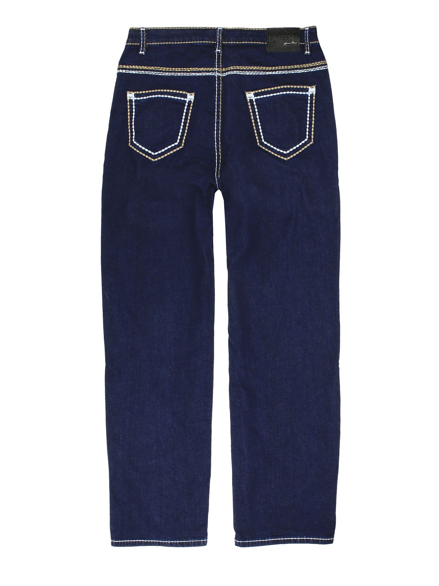 Herren Comfort-fit-Jeans Elasthan & dicker Lavecchia Übergrößen LV-503 Jeanshose mit Naht dunkelblau Stretch