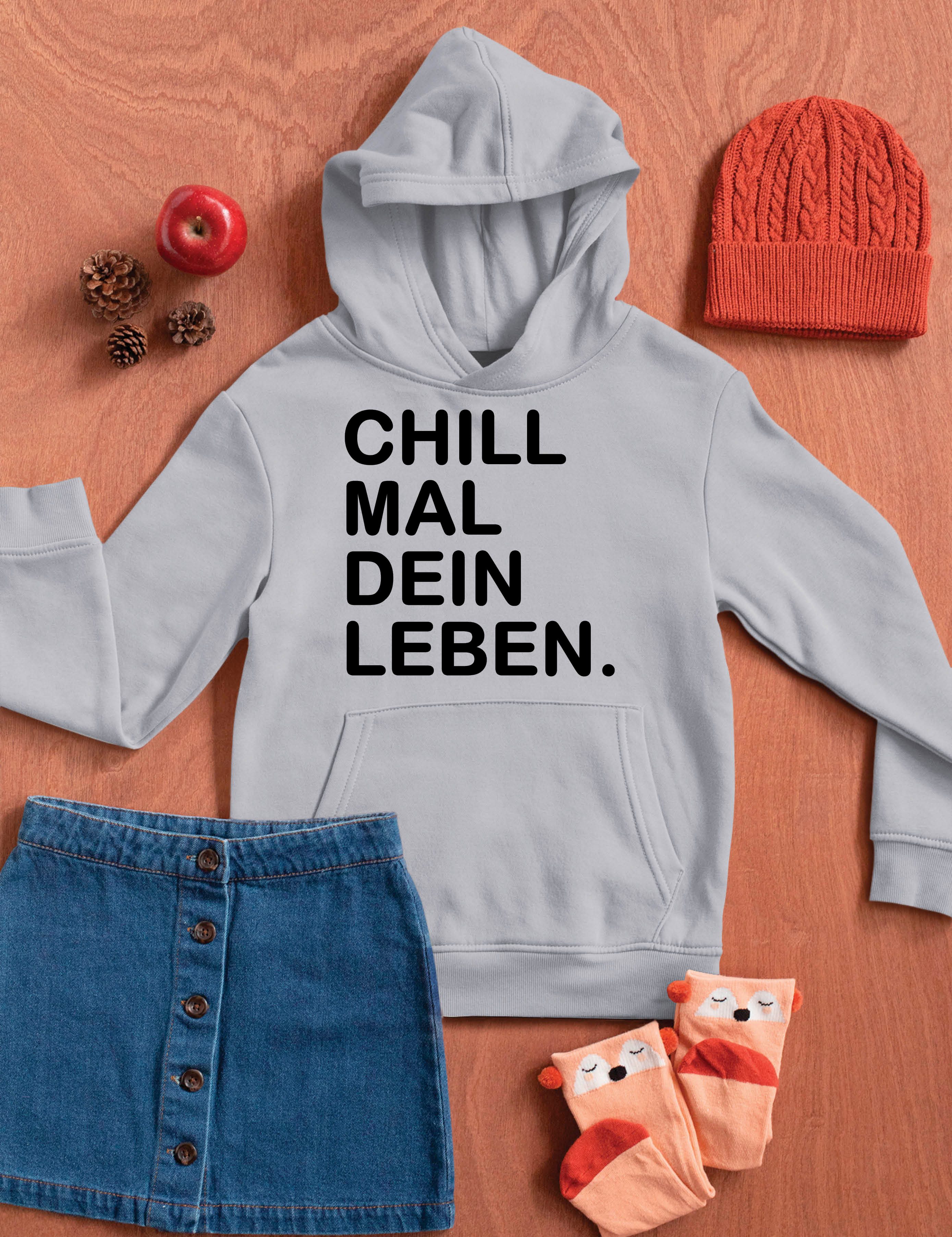 Youth Designz Kurzarmpullover Kinder Hoodie Pullover "Chill mal dein Leben" lustig Print Geschenk mit witzigen Aufdruck für Jungen und Mädchen ein Statement setzen