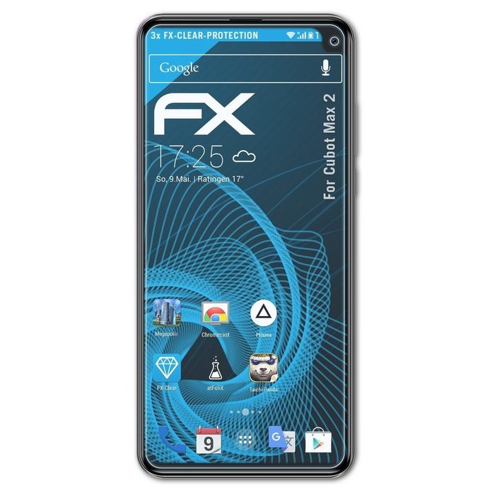 atFoliX Schutzfolie Displayschutz für Cubot Max 2 (3 Folien) Ultraklar und hartbeschichtet