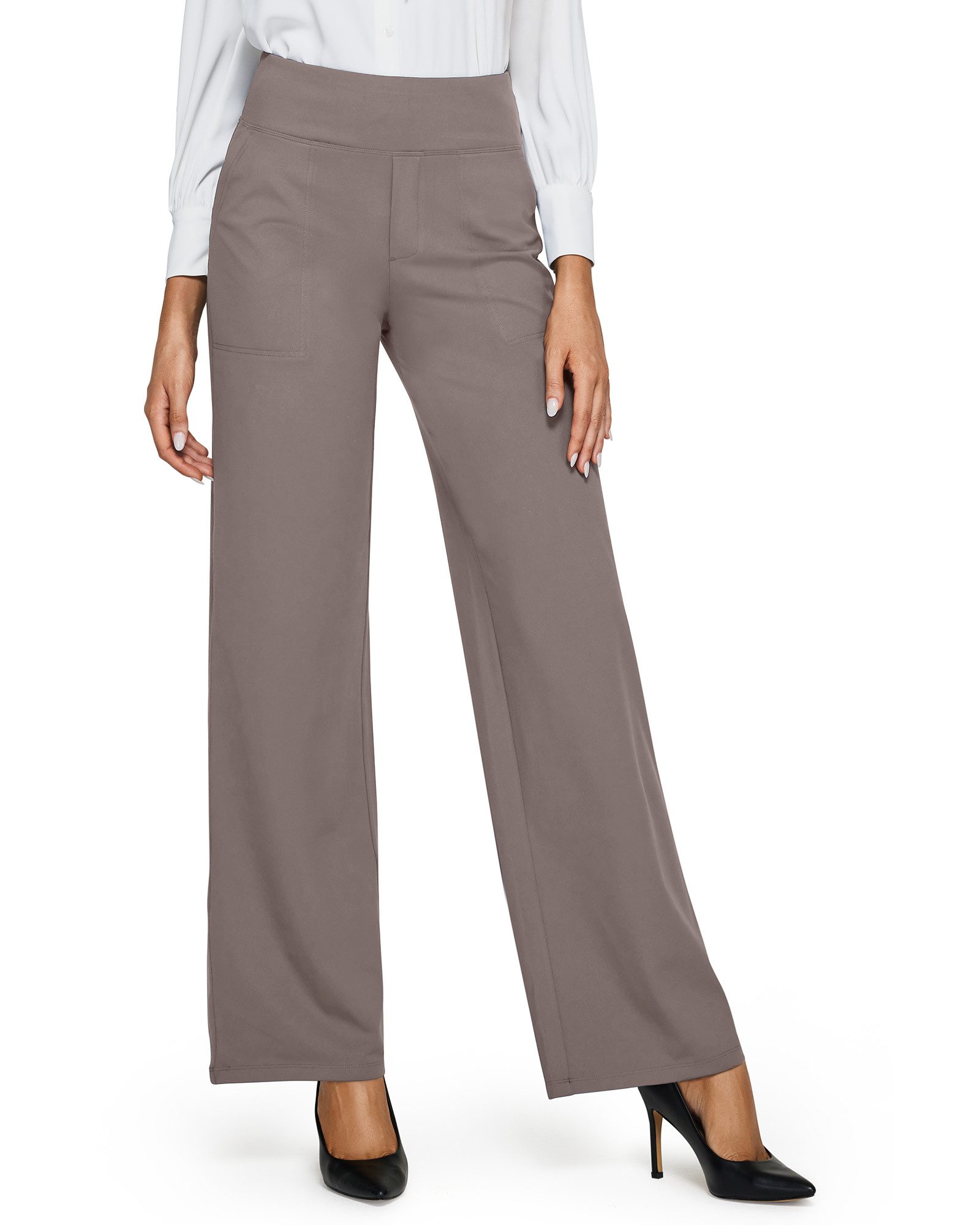 G4Free Jogginghose Yoga Hosen Damen Kleiderhose Hohe Taille Arbeitshose mit 4 Taschen Strecken weites Bein