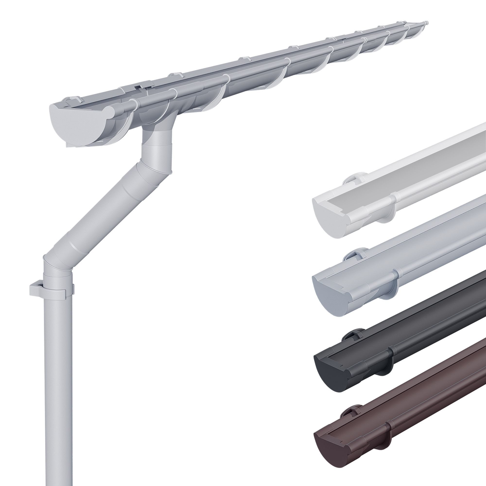 INEFA Dachrinne NW 100 Dachrinnen-Set halbrund für Gartenhaus, Carport, Terrasse,3m, Regenrinnen-Set von INEFA, 1-St., Set für eine Dachseite, 1 Dachseite, Regenrinne Kunststoff für Pultdach, Made in Germany