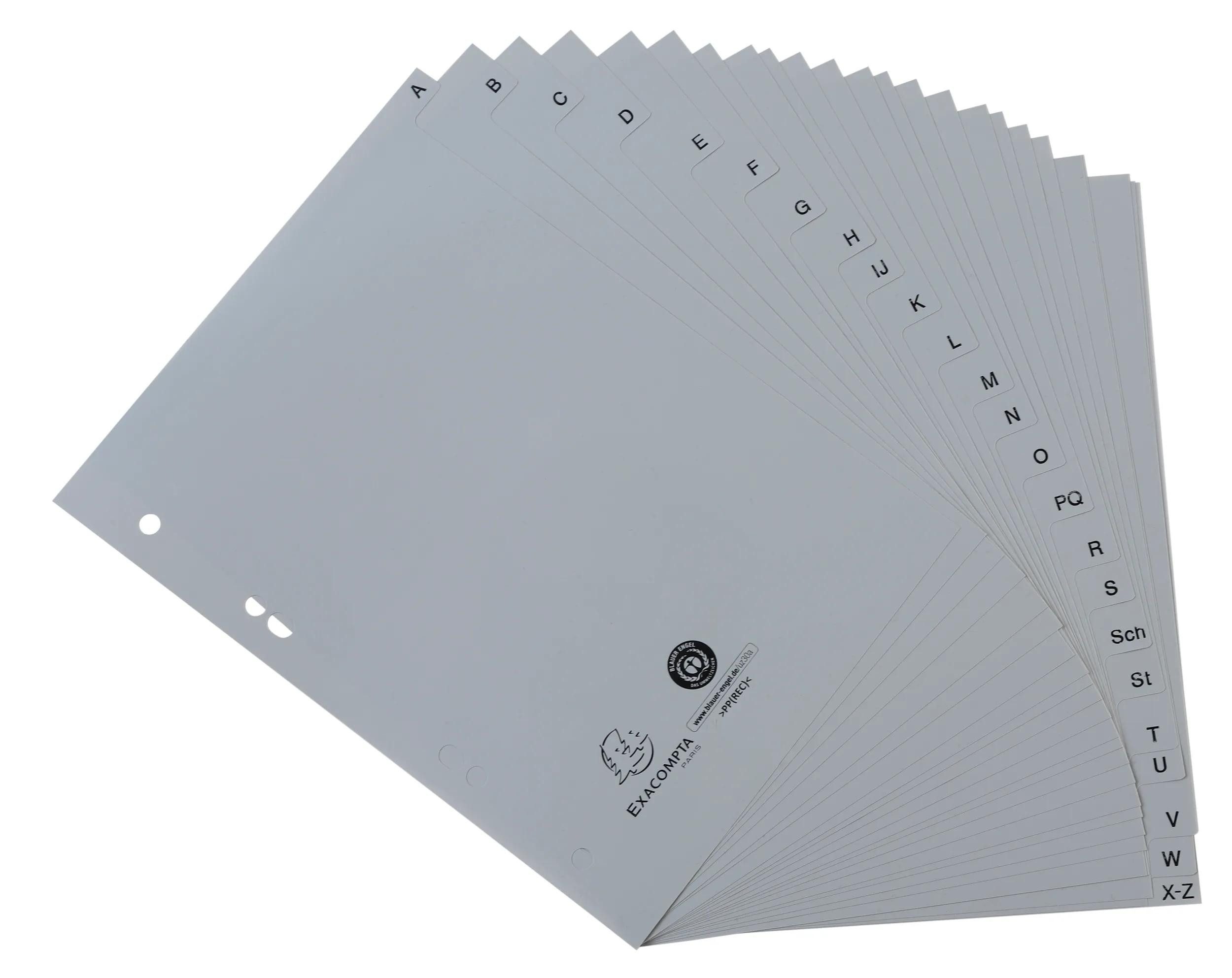 EXACOMPTA Aktenordner 25x Register A5 RC-PP grau 120µ A-Z (inkl. Sch St) 24 Pos Grau 1743B, Register