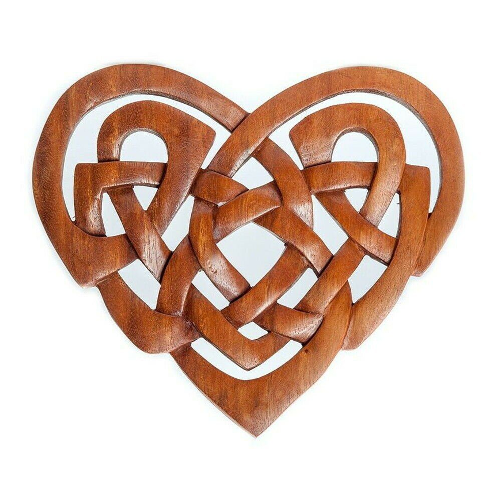 Wanddekoobjekt Wandschmuck Wandbild Holzbild Keltisches Herz geschnitztes Ornament Ho