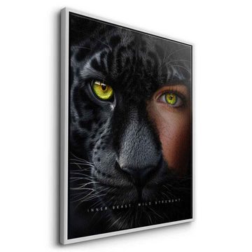 DOTCOMCANVAS® Leinwandbild Panther Fusion, Leinwandbild Panther Fusion Motivation Fokus Erfolg Macht Stärke