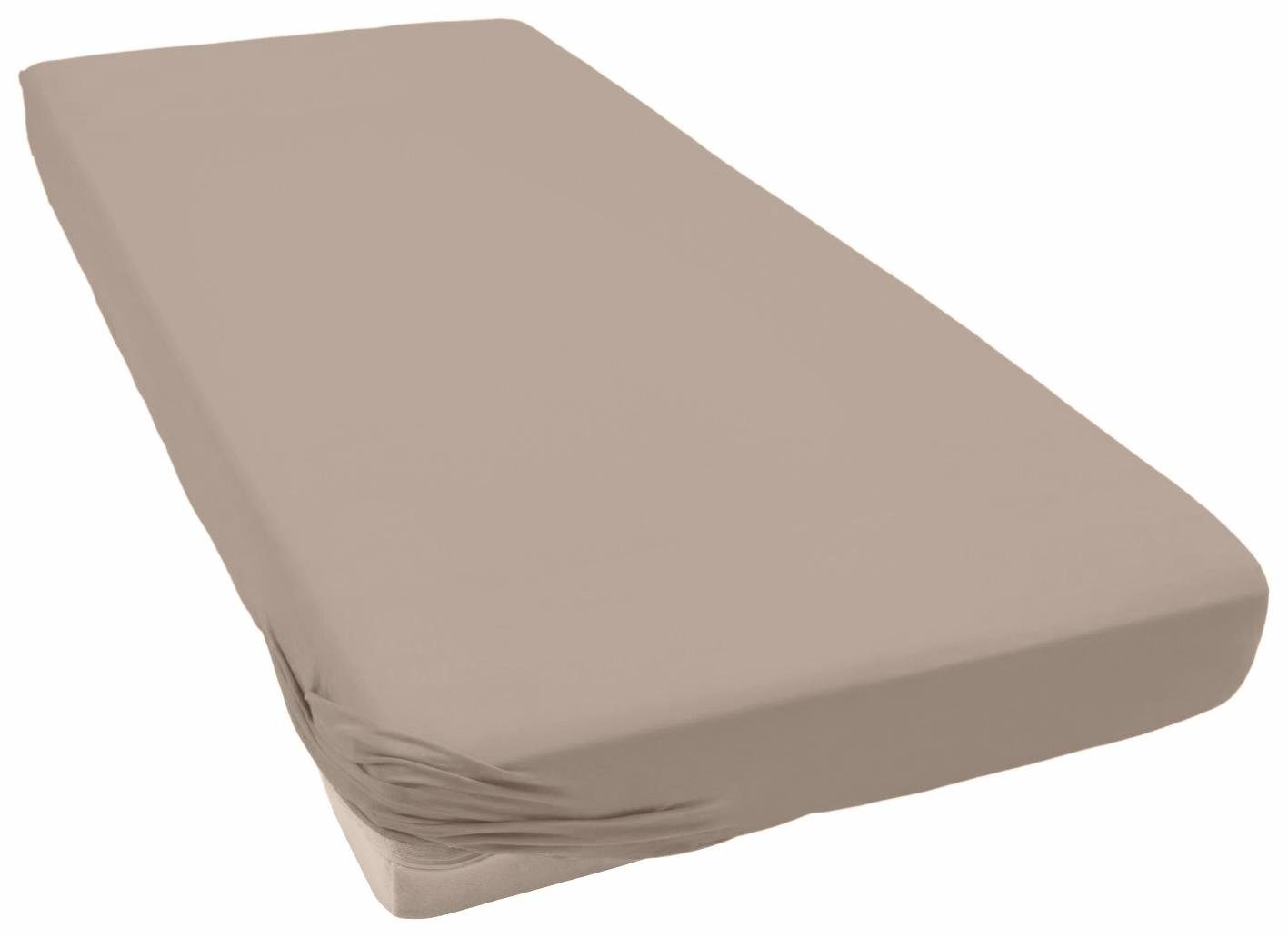 Primera Spannbettlaken Mako-Feinjersey Spannbetttuch, Mako-Jersey, Gummizug: rundum, (1 Stück), Geeignet für Standardmatratzen bis 22 cm, 100% Baumwolle