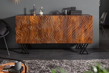 riess-ambiente Sideboard FLUID 160cm braun, Massivholz · Metall · Kommode · aufwändige Front · Wohnzimmer