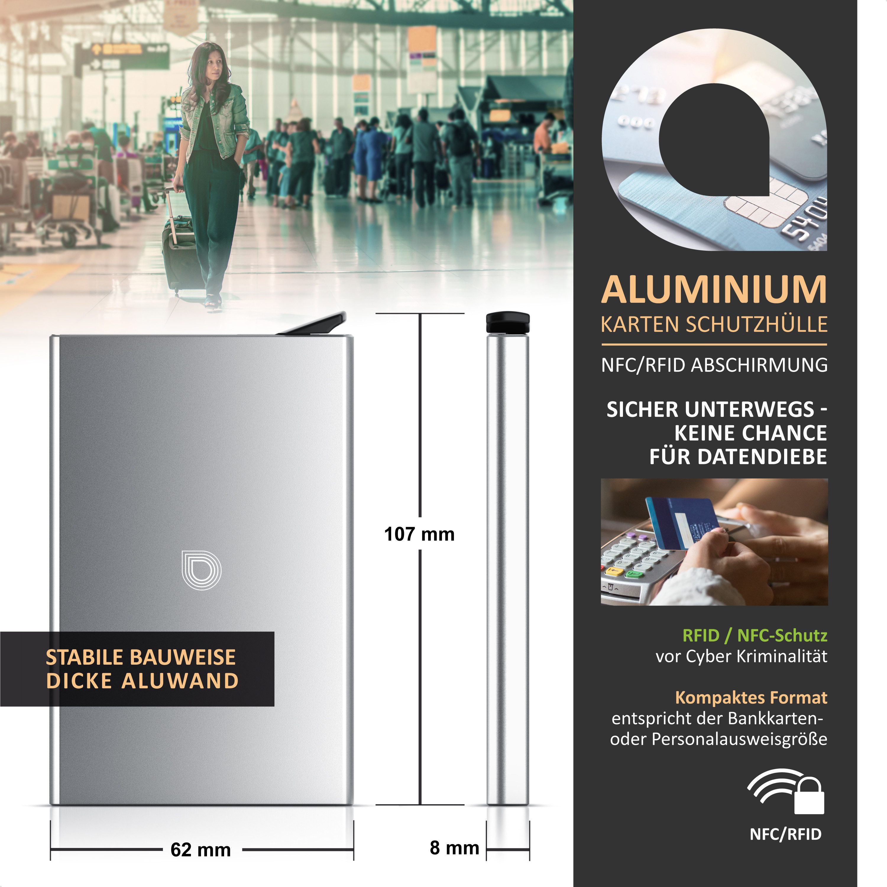 Aplic Kartenetui Karten Schutzhülle aus Alu für 6 Karten NFC / RFID Abschir günstig online kaufen