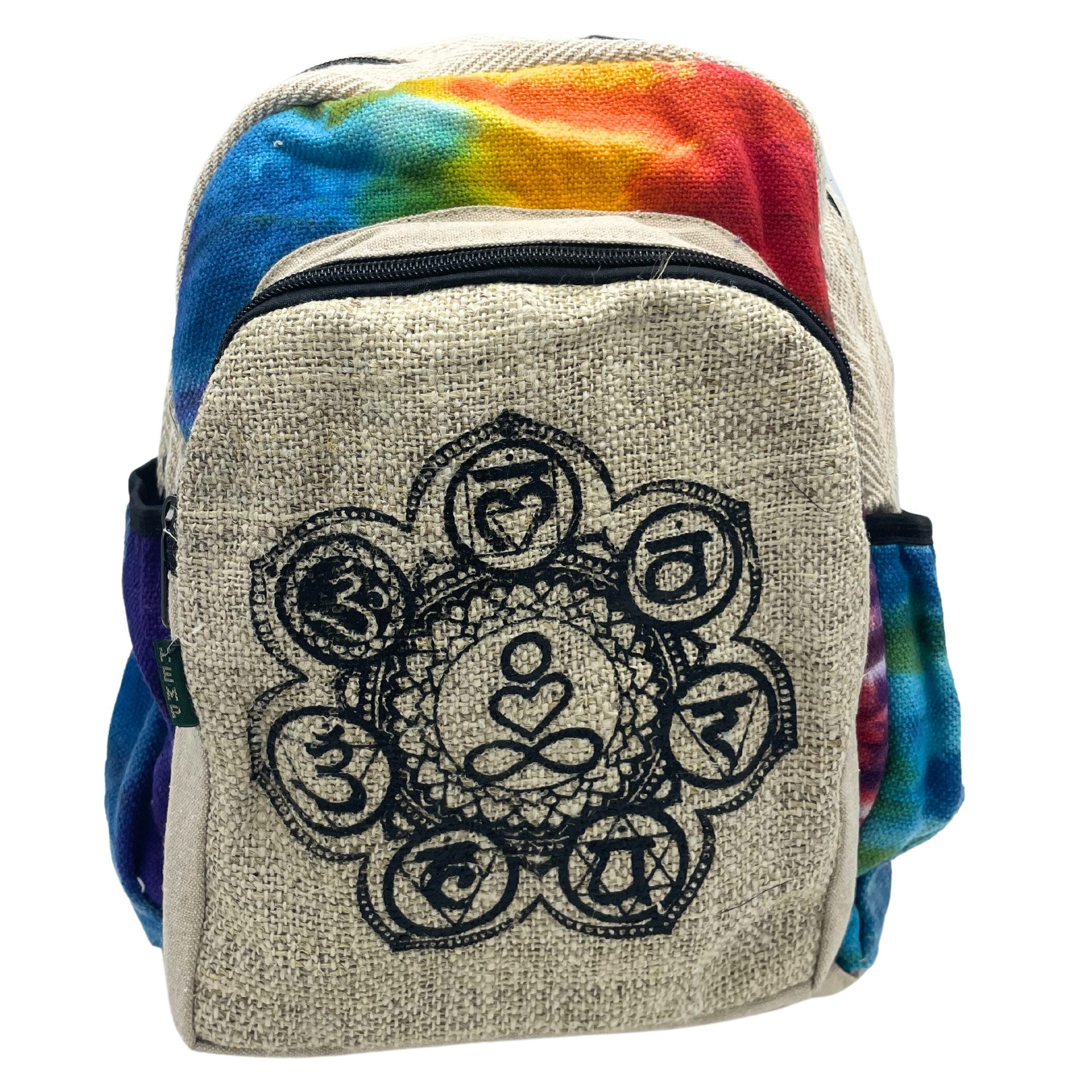 Bali-Homedecor Rucksack Mittelgroßer Rucksack aus Hanf – 7 Chakra- Batik