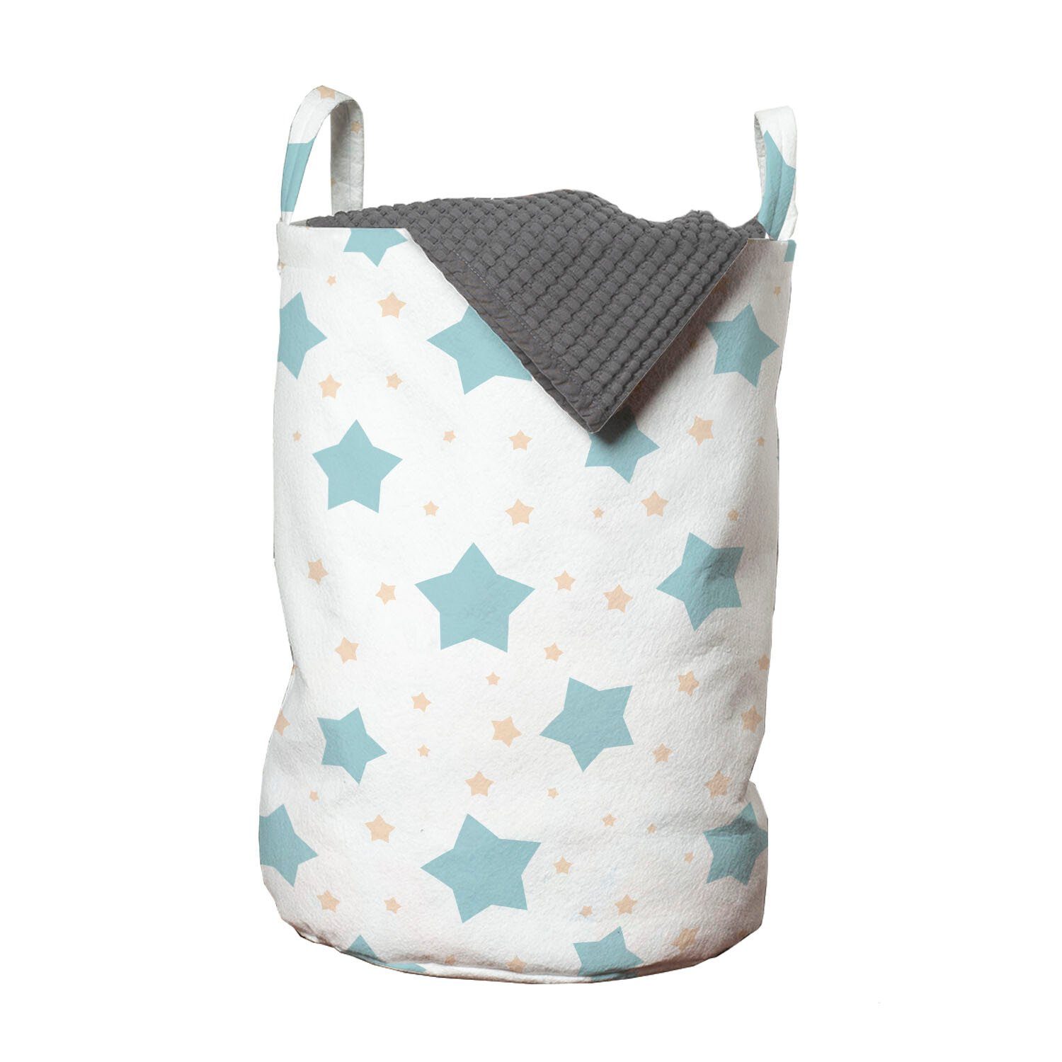 Abakuhaus Wäschesäckchen Wäschekorb mit Griffen Kordelzugverschluss für Waschsalons, neutrale Farbe Weiche farbige Sterne