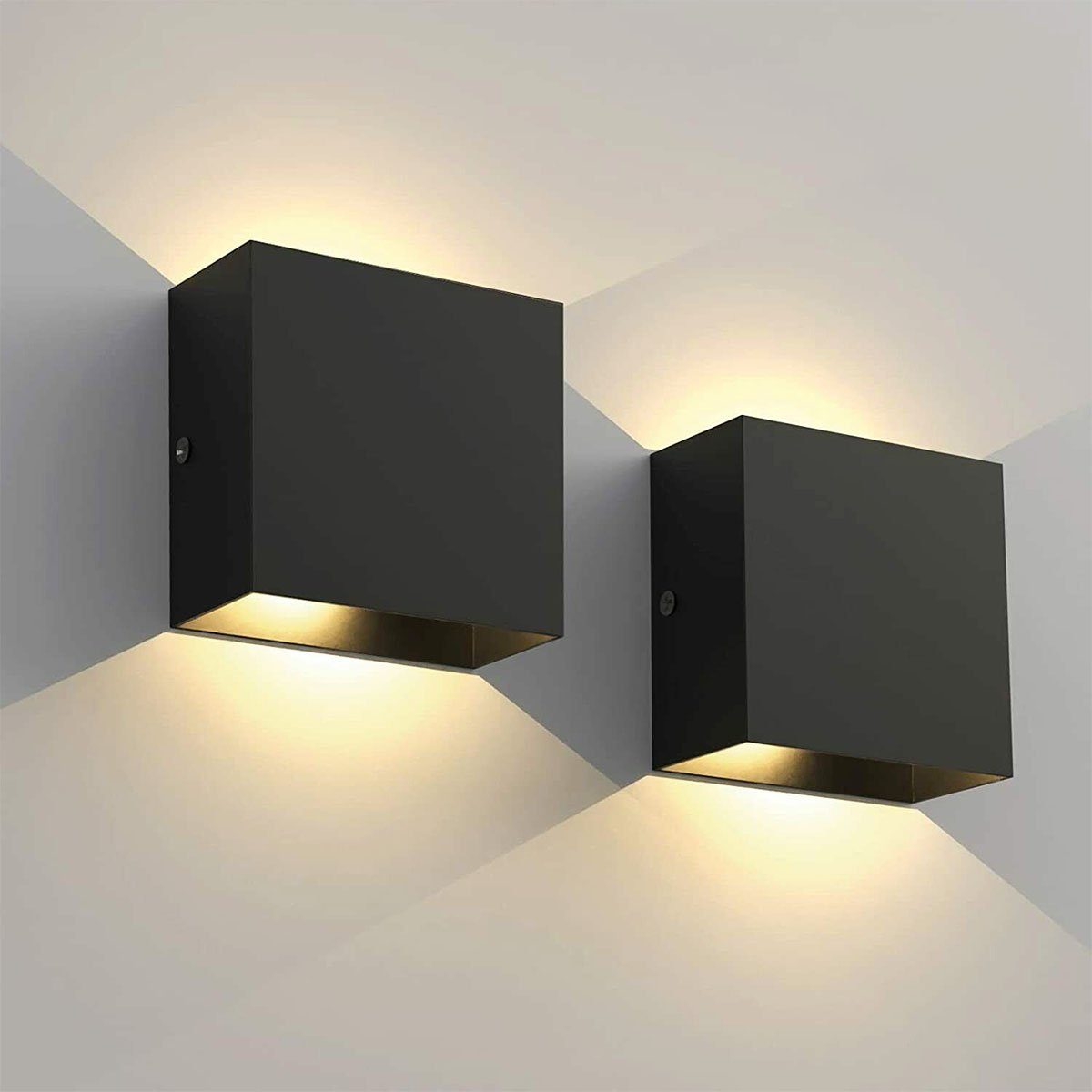 Stück oyajia 10x10x5cm 6W Wandlampe Innen,Auf 2 Schwarz LED und Wandleuchte ab Lichtstrah 2x