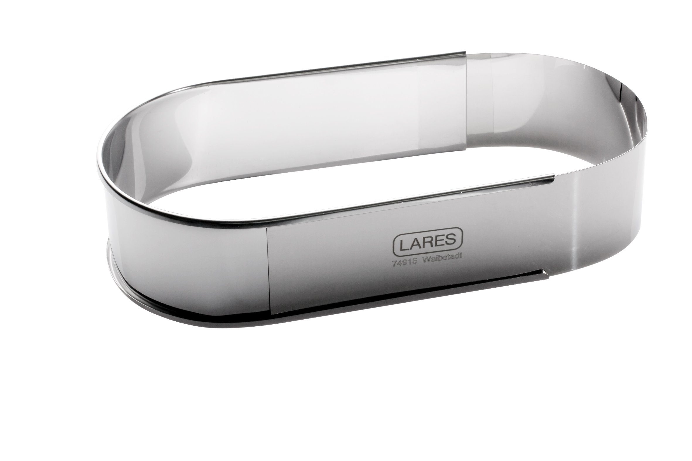 LARES Backform 6014, Oval extra breit - verstellbare Größe, aus rostfreiem Edelstahl, Made in Germany