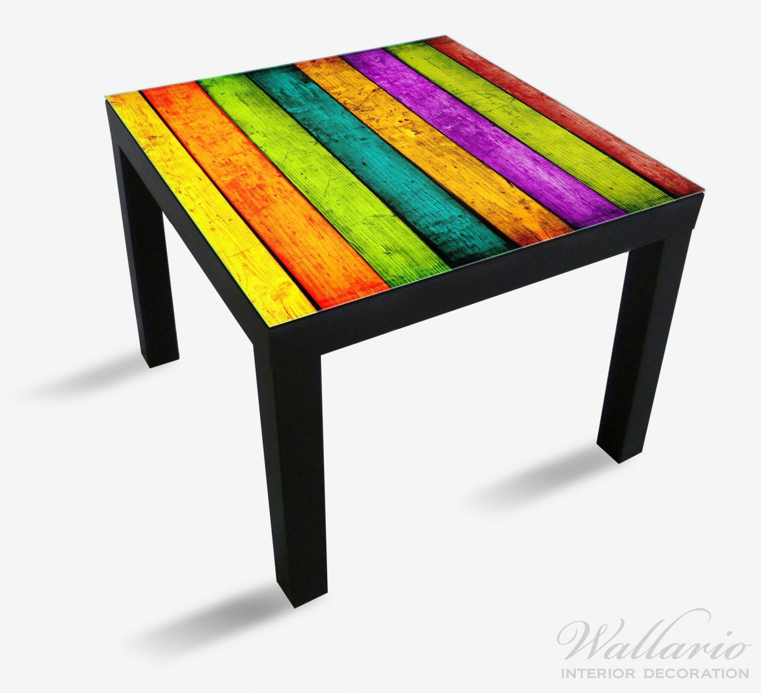Tischplatte Streifen Ikea St), Holz Lack (1 Wallario Tisch Holzstruktur geeignet bunte Farbe mit für - Buntes und