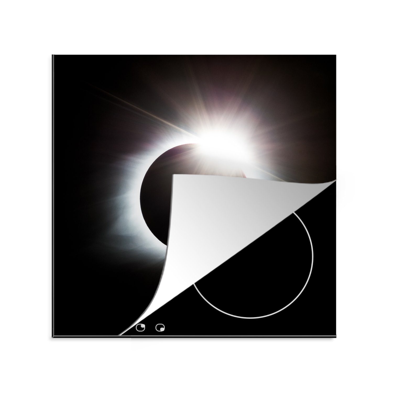 MuchoWow Herdblende-/Abdeckplatte Sonnenfinsternis mit hellem Licht, Vinyl, (1 tlg), 78x78 cm, Ceranfeldabdeckung, Arbeitsplatte für küche
