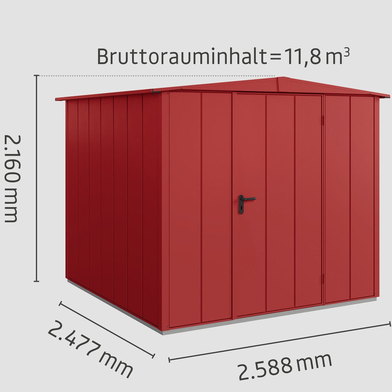 Hörmann Ecostar Gerätehaus Elegant mit Satteldach (259 x 248 cm), Metall