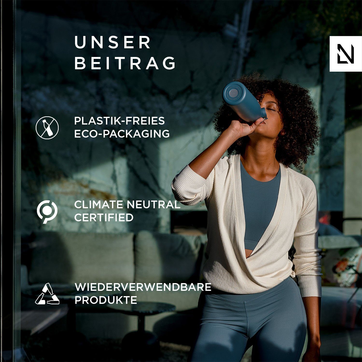 Blæst, LARS & Trinkflasche Sport Onyx Black NYSØM ultraleichte auslaufsichere Tritan Flasche