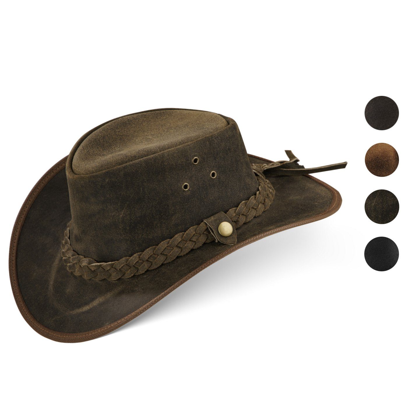 BLACK FOREST FOX Cowboyhut TEXAS Unisex Western Reiten Cowboy Hut Vintage Brown Größe L