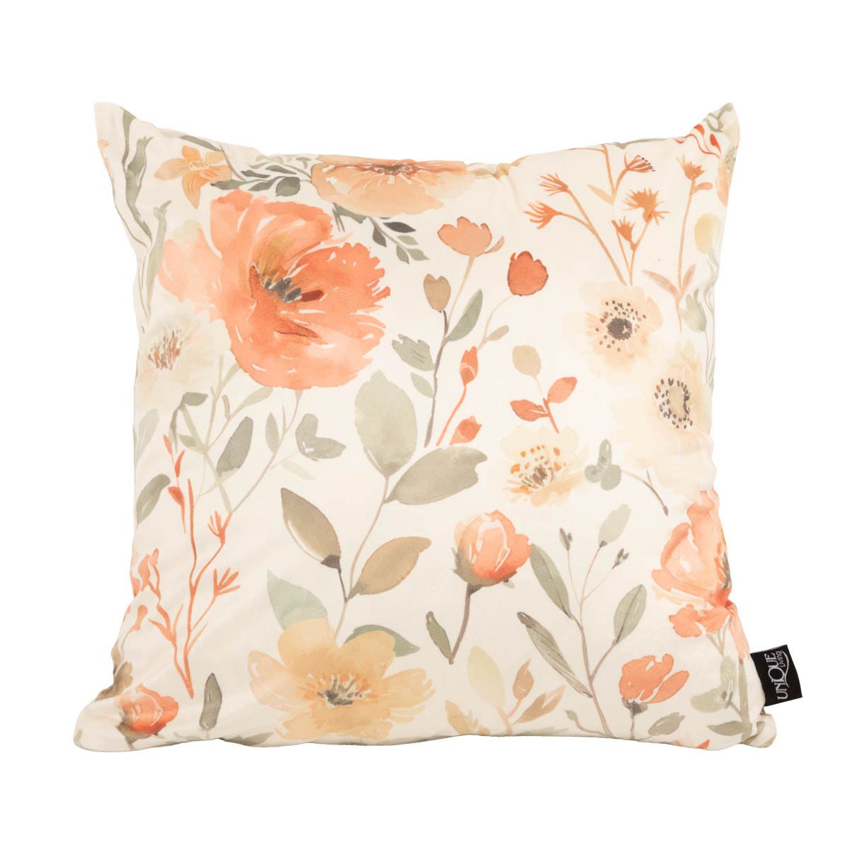 SCHÖNER LEBEN. Dekokissen Samtkissenhülle Blumen vanille orange 45x45 cm