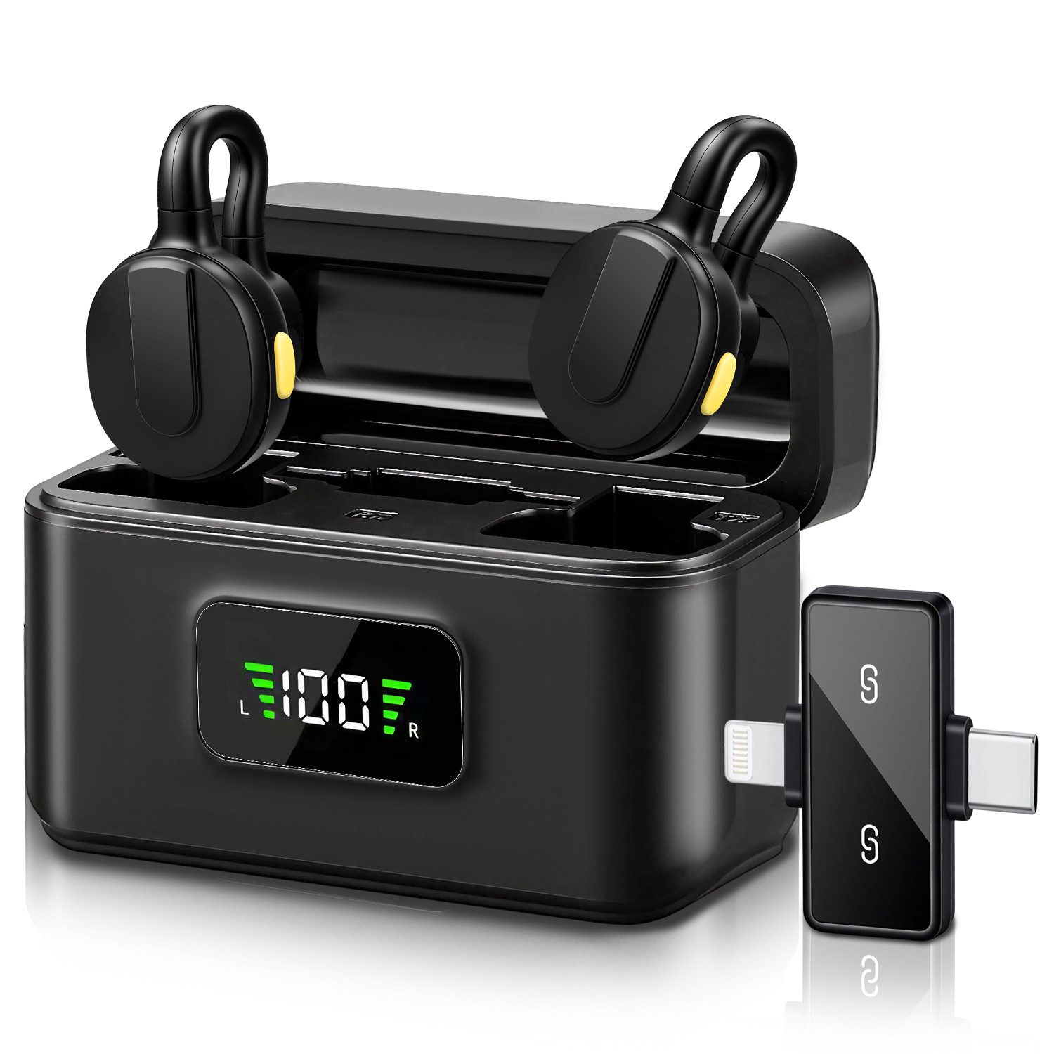 CkeyiN Pro Mikrofon Wireless Lavalier,20M,Mini Mikrofon,20 h Akkulaufzeit,Micro Mikrofon, für YouTube, Podcast, Vlogging