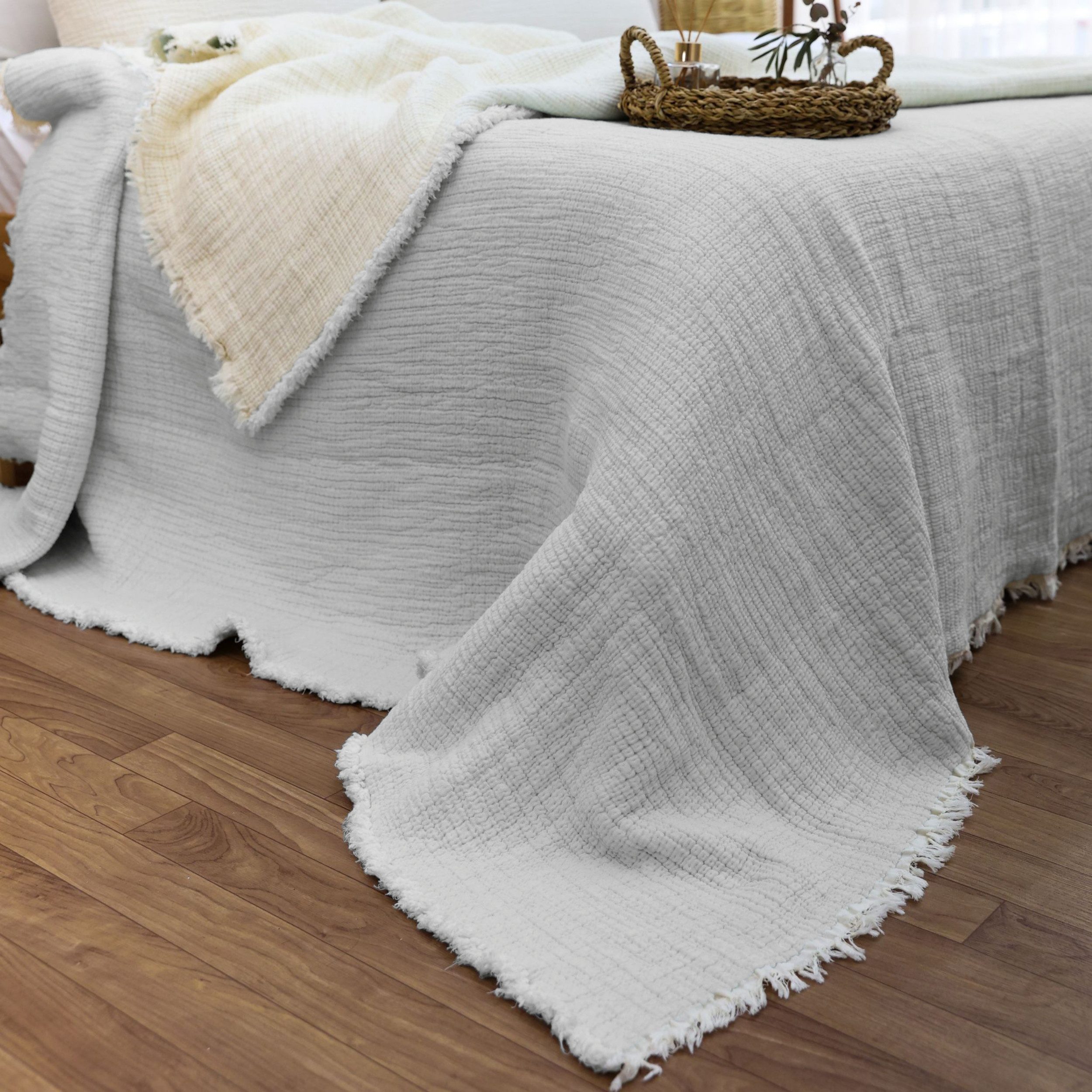 M-Diamant Tagesdecke Musselindecke Wohndecke 100% Baumwolle Babydecke Kuscheldecke, beidseitig verwendbar