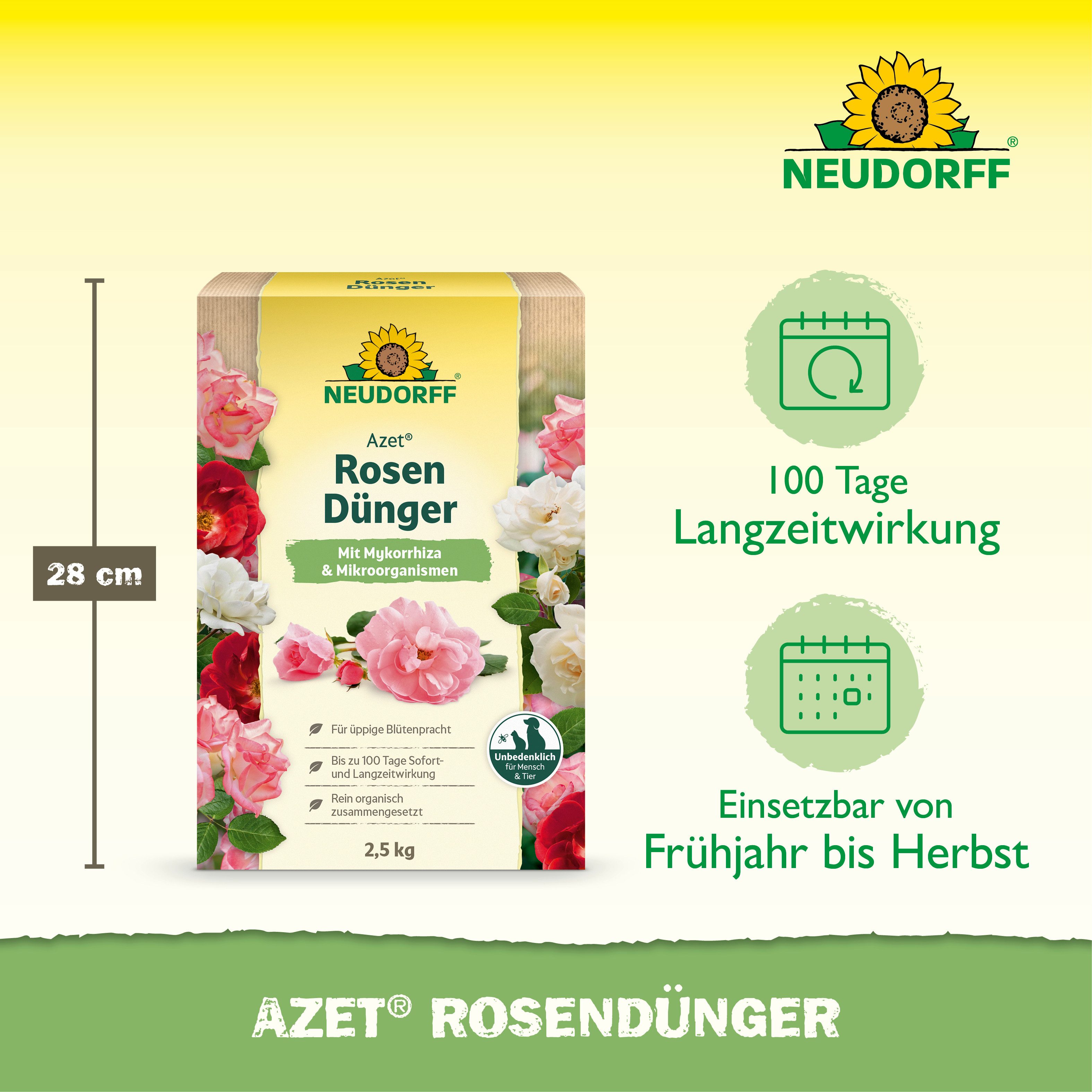 Neudorff Blumendünger Azet RosenDünger 2,5 kg, Granulat gleichmäßig im Wurzelbereich verteilen, leicht in die obere Bodenschicht einarbeiten und anschließend gu – Bild 3 von 5