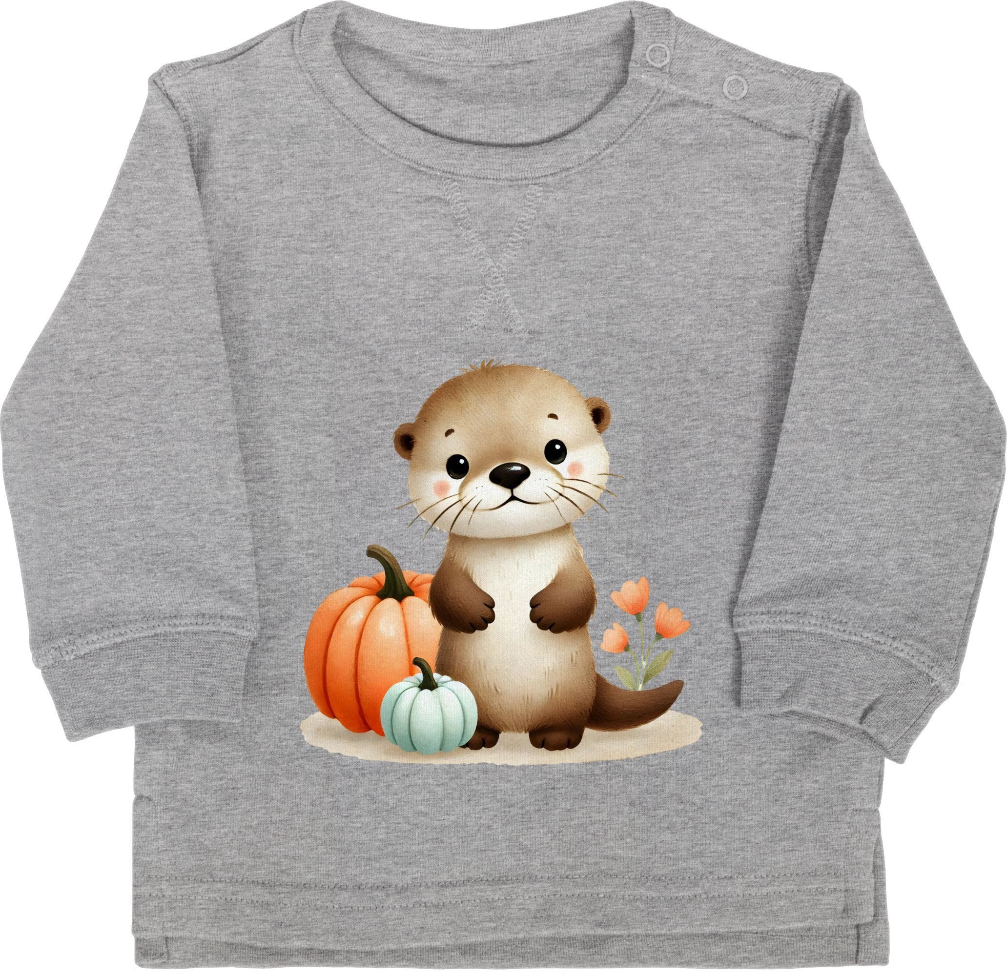 Sweatshirt Süßer Otter mit Kürbis, Herbstliches Baby und Kinder Motiv, Niedlich