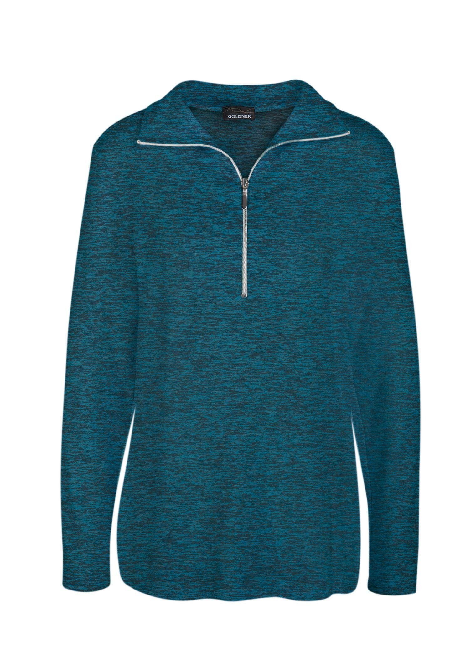 GOLDNER Langarmshirt Kurzgröße: Flauschiges Troyer- Shirt günstig online kaufen