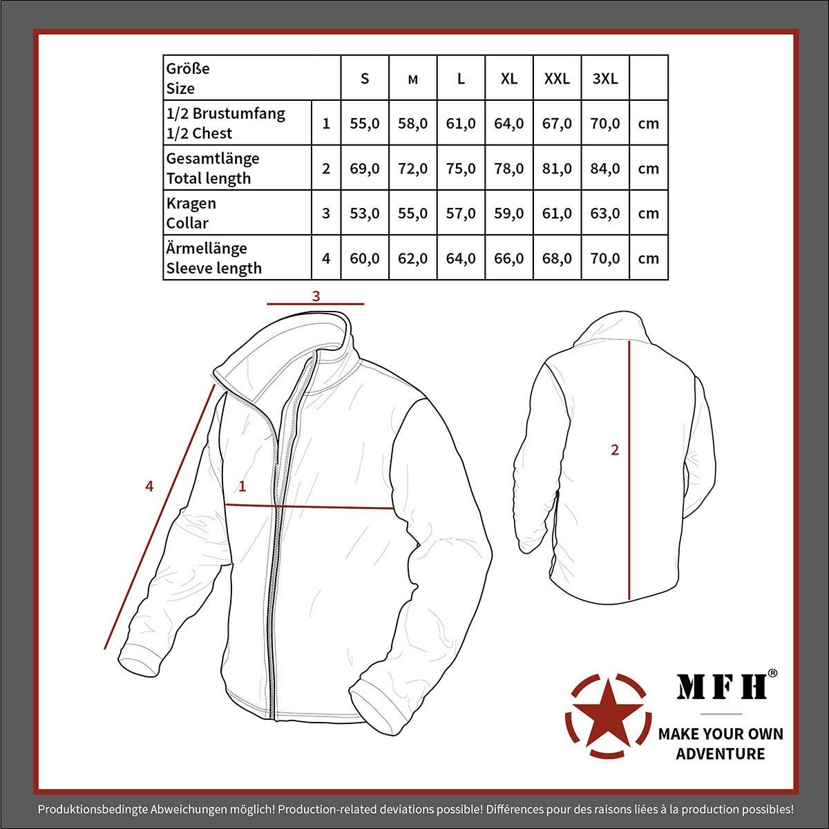 MFH Outdoorjacke Trekking Fleece-Jacke, "Combat", schwarz 4XL – Bild 3 von 3