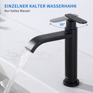 aihom Waschtischarmatur Wasserhahn Kaltwasser Kaltwasserhahn gäste wc Kaltwasser Armatur Waschtischarmatur für Waschbecken Klein Badzimmer Schwarz