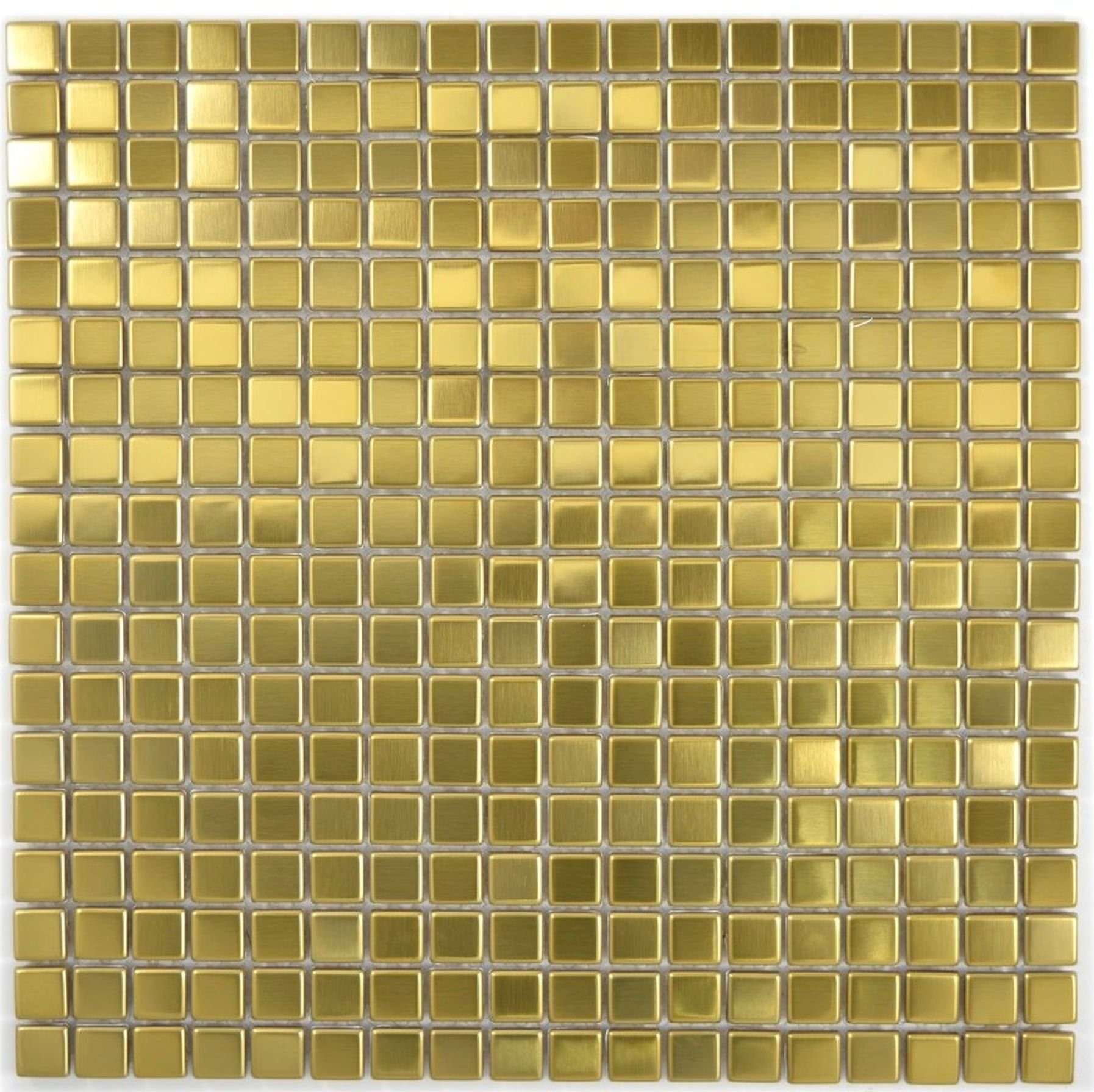 Küchenwand Mosani Fliese Mosaikfliesen matt Mosaik Edelstahl gebürstet gold