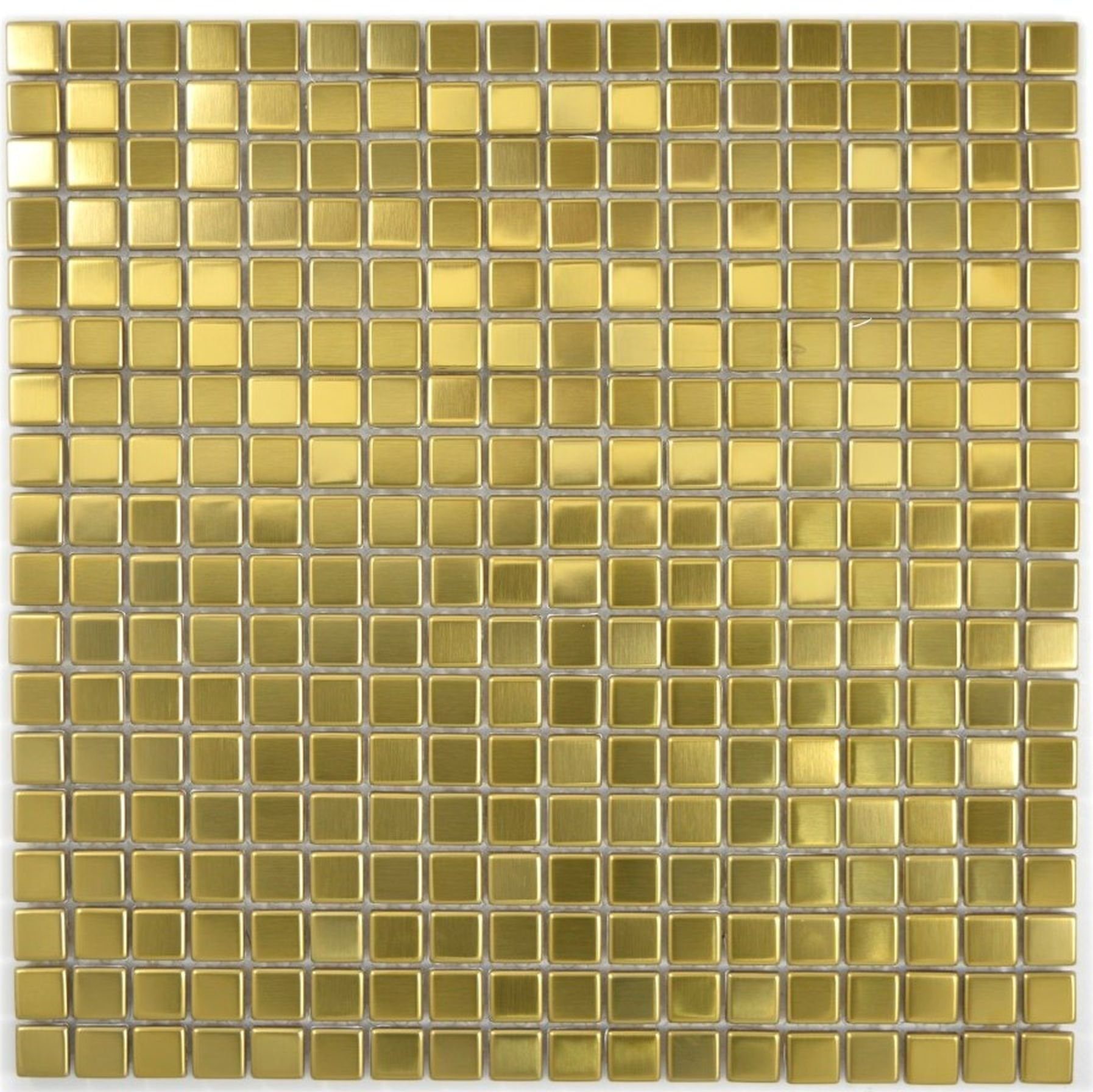 Mosani Mosaikfliesen Edelstahl Mosaik Fliese gold gebürstet matt Küchenwand