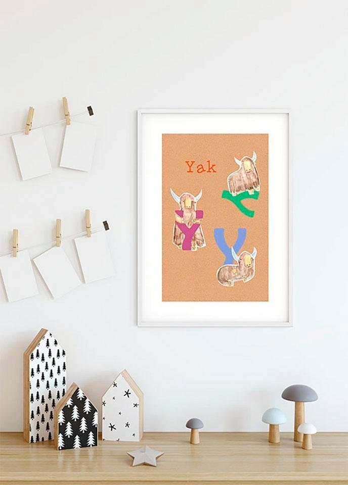 Buchstaben Kinderzimmer, St), Poster ABC Animal Schlafzimmer, Y, Wohnzimmer (1 Komar