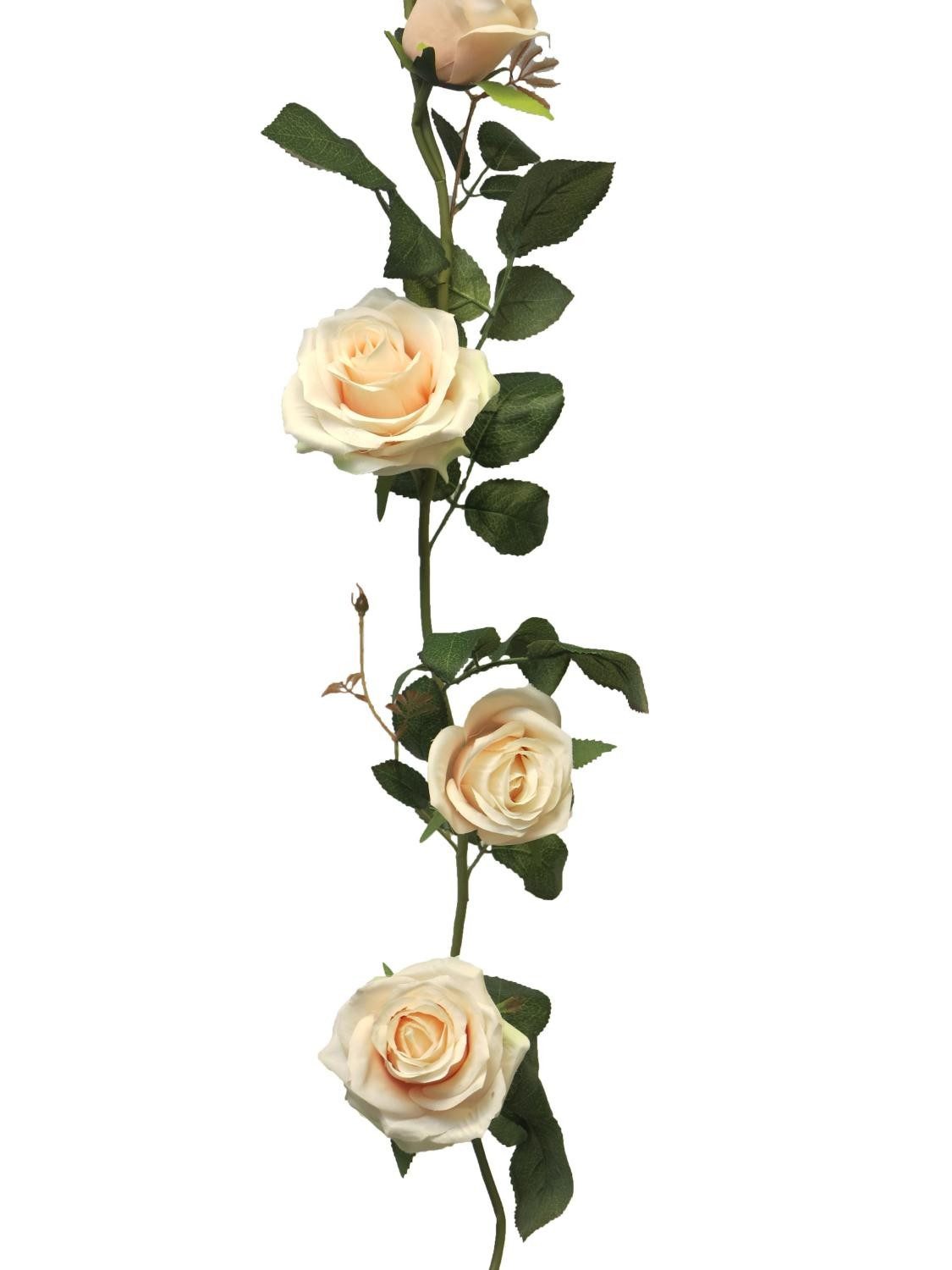 Kunstgirlande Kunstblumen Girlande Rose Kailin, Creme-rosa, 145 cm Rose, artplants, Höhe 145.0 cm
