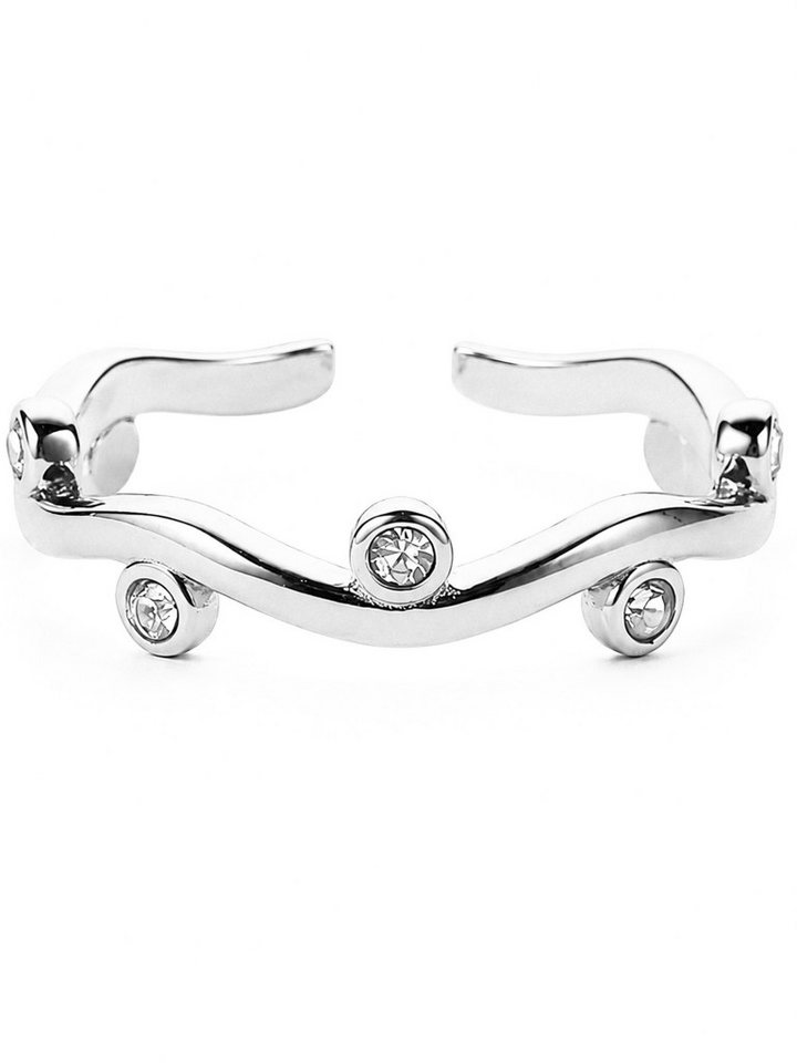 THIORA Fingerring Lagoon, 316L Edelstahl mit Zirkonia, offen & verstellbar