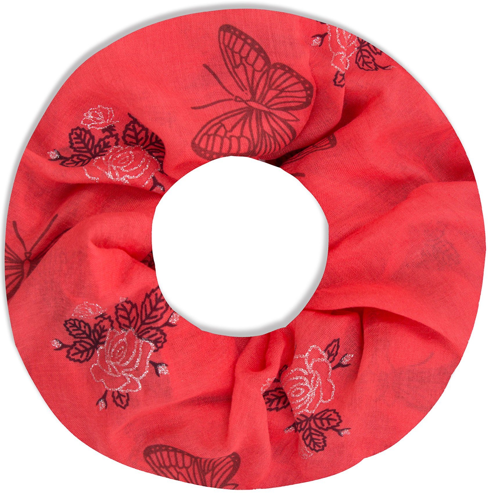 Faera Loop, Damen Schal Schmetterling und Rosen weich und leicht Loop Runds günstig online kaufen