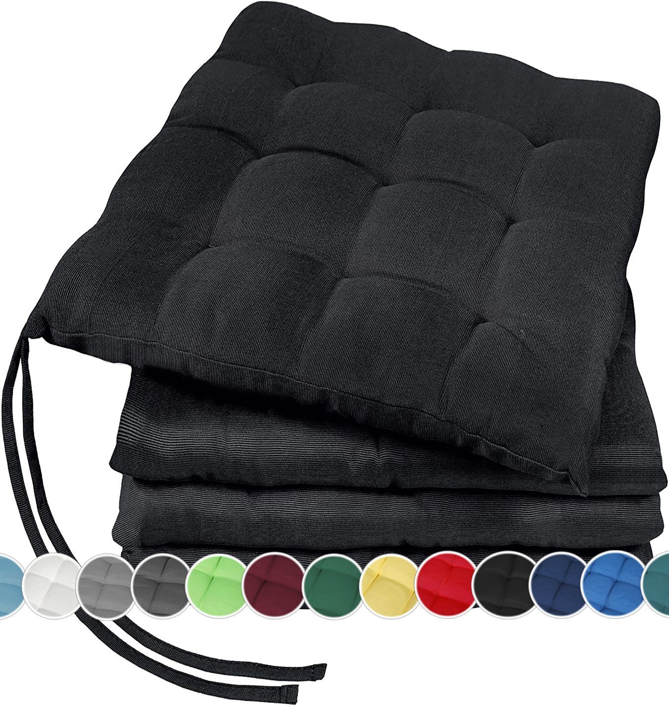 GREEN MARK Textilien Sitzkissen 4er-Set Stuhlkissen 40x40cm, Indoor und Outdoor, weich gefüllt