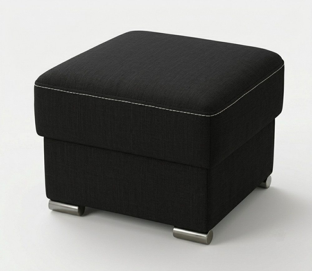 Hocker Gepolsterter Eckhocker in elegantem Schwarz mit Fußstütze