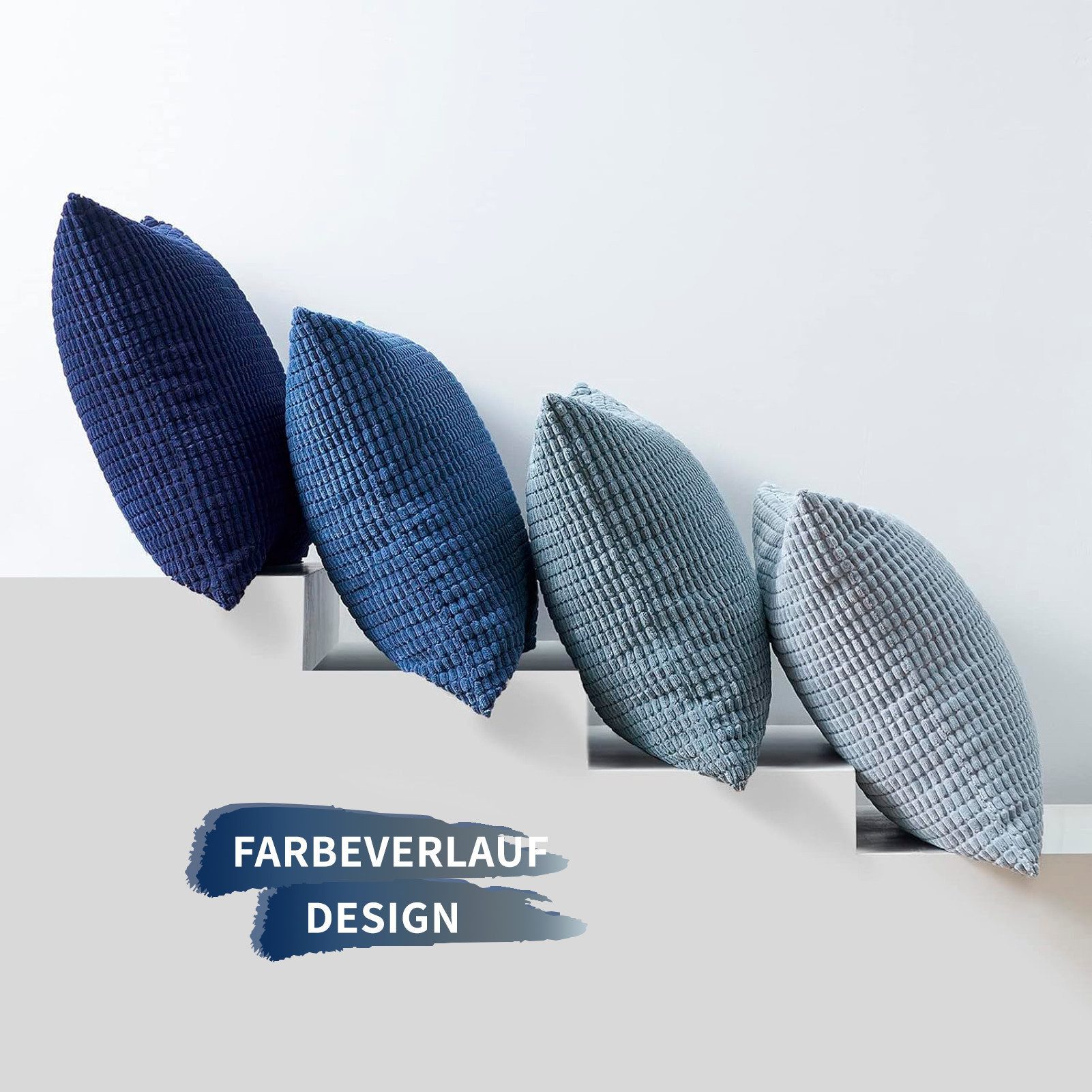 Topfinel Kissenbezug Dekokissenbezug 4er Set 40x40cm aus Cord Samt-Farbverlauf & Weich, Stilvoll & Pflegeleicht & Maschinenwaschbar für Sofa & Wohnzimmer