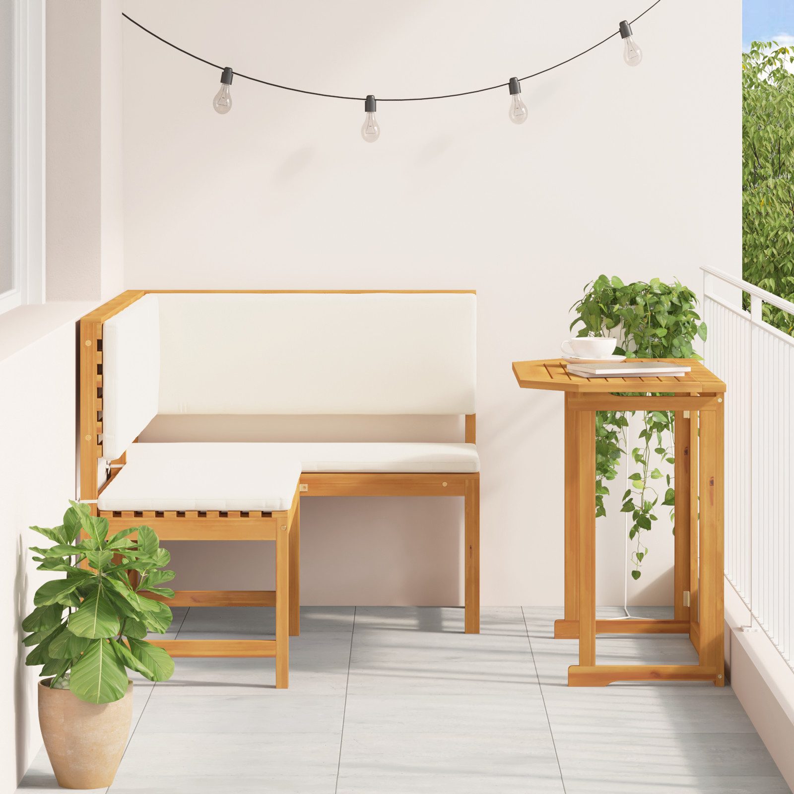 vidaXL Gartenbank 2-tlg. Garten-Essgruppe mit Kissen günstig online kaufen