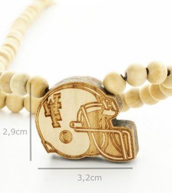 WOOD FELLAS Halsband WOOD FELLAS Hals-Schmuck schöne Kette mit Holz-Anhänger Mode-Schmuck Football Helm Beige