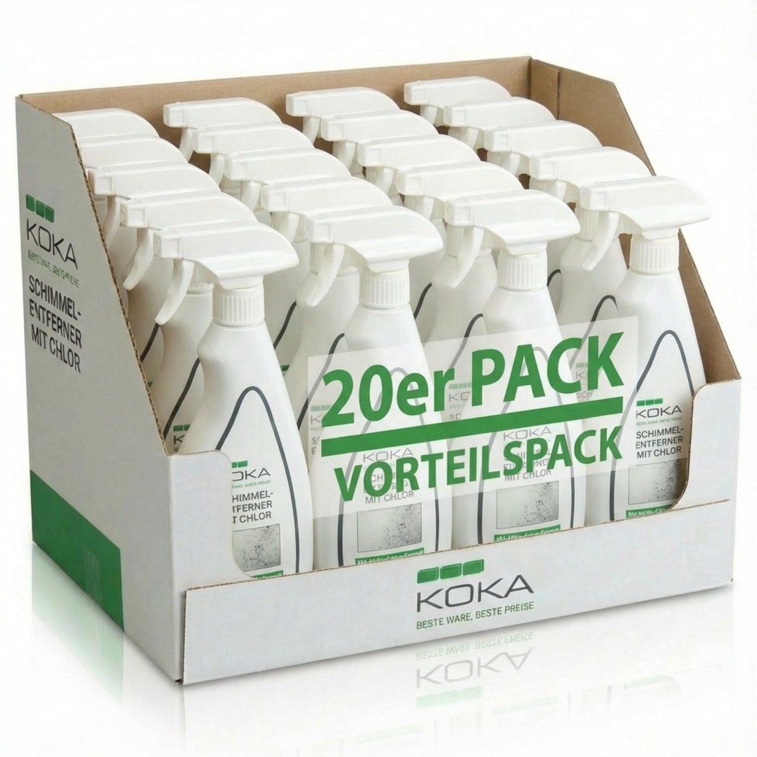 KOKA 20x Flasche Schimmelentferner mit Aktiv Chlor 10L Schimmelentferner (20-St. 20x Flasche Anti Schimmel-Spray Schimmel-Reiniger Bleich-Effekt Wand Boden Fugen)