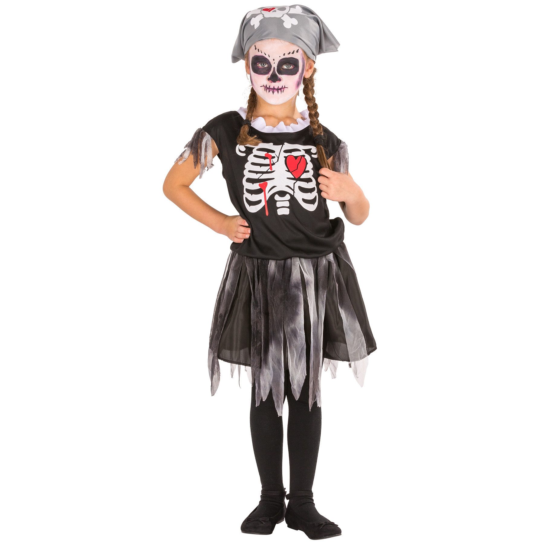 dressforfun Piraten-Kostüm Süßes Girlie Piraten Skelett Kostüm, Aufwendiges Kleid