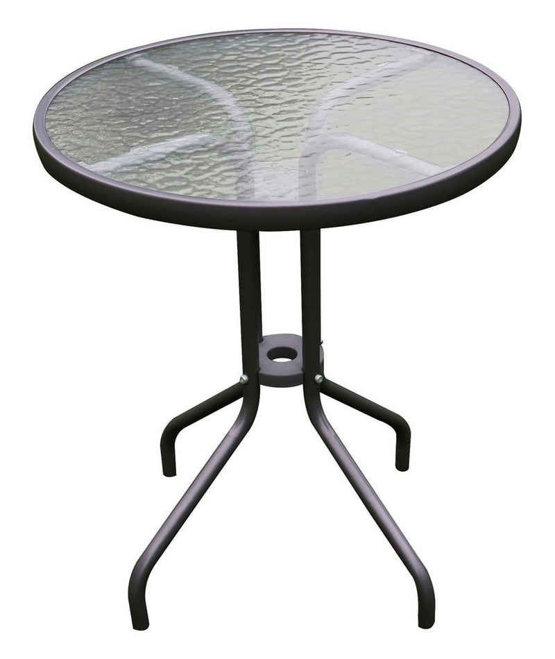 Mojawo Küchentisch Bistrotisch Balkontisch Gartentisch Glastisch Anthrazit Glas/Metall Ø60 H70cm