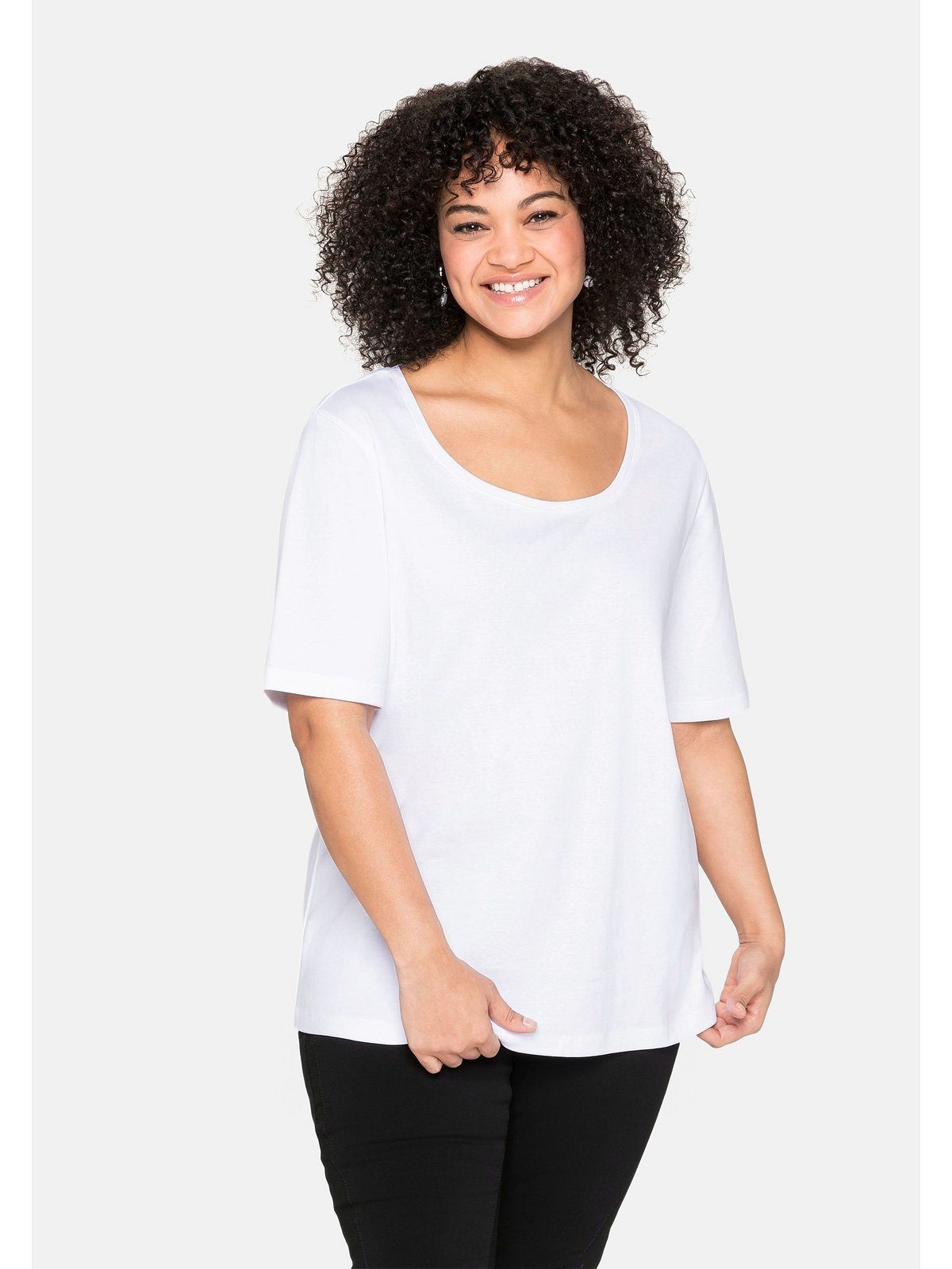 Sheego T-Shirt Große Größen aus reiner Baumwolle weiß | T-Shirts