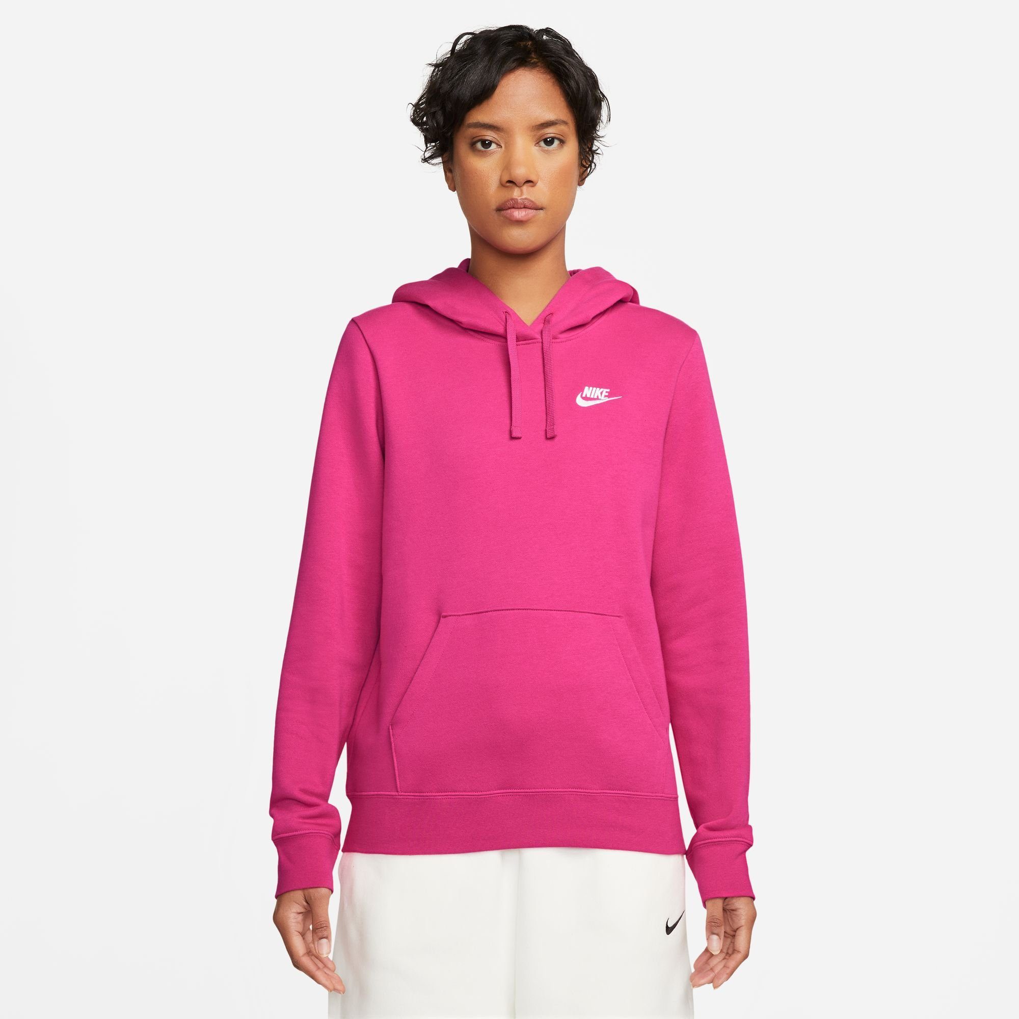 Nike Sportswear Kapuzensweatshirt CLUB FLEECE WOMEN'S PULLOVER HOODIE FIREBERRY/WHITE