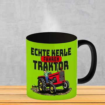 speecheese Tasse Echte Kerle fahren Traktor Kaffeebecher Schwarz in grün