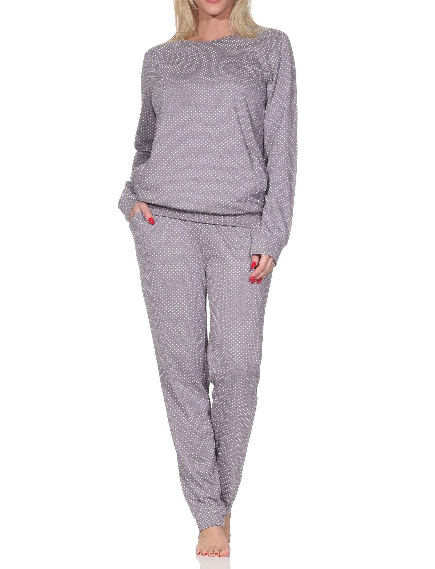 Pyjama Normann Damen Schlafanzug mit in Tupfen Optik – auch in Übergröße