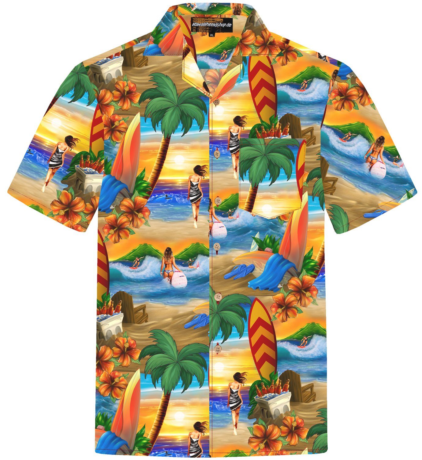 Hawaiihemdshop.de Hawaiihemd Hawaiihemdshop Hawaii Hemd Herren Baumwolle Kurzarm Strand Shirt