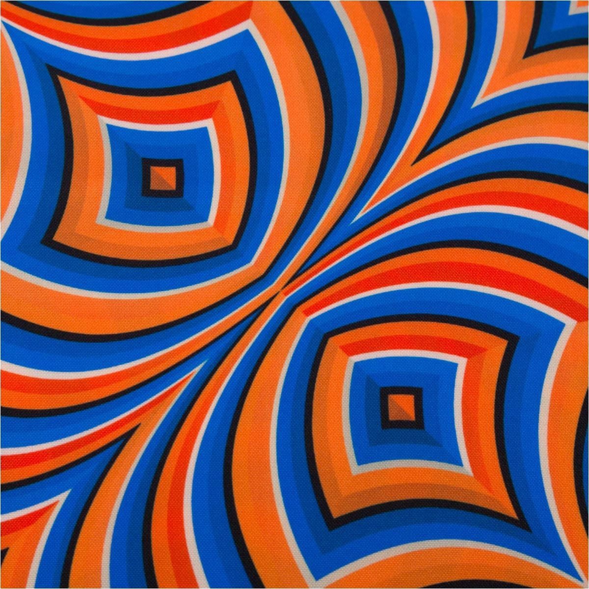 Thumbnail - SCHÖNER LEBEN. Stoff Polyesterstoff Webware Digital Retro Geometrie blau orange 1,48m Br
