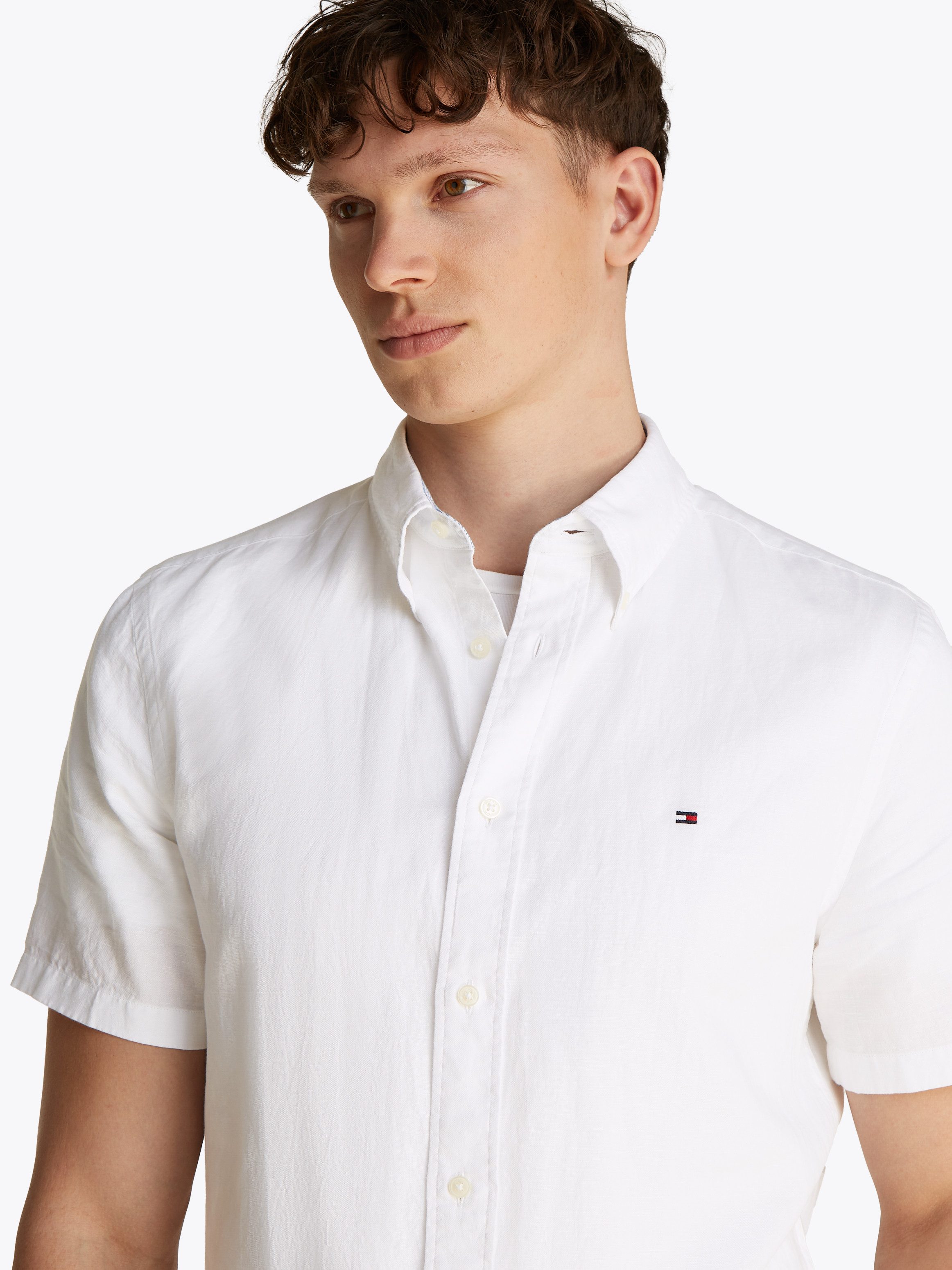 Tommy Hilfiger Kurzarmhemd LINEN BLEND SOLID günstig online kaufen