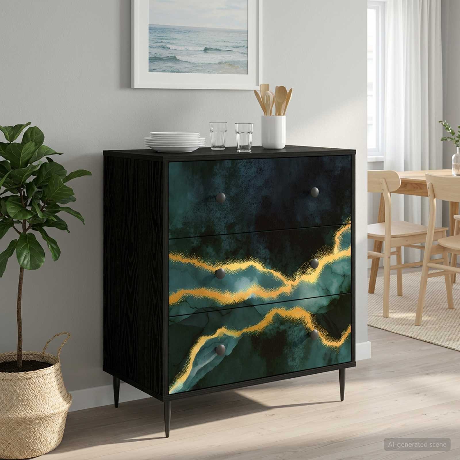 vidaXL Kommode 66 x 36,5 x 76 cm Kommode Schubladenschrank Sideboard WIJHE Türkis mar